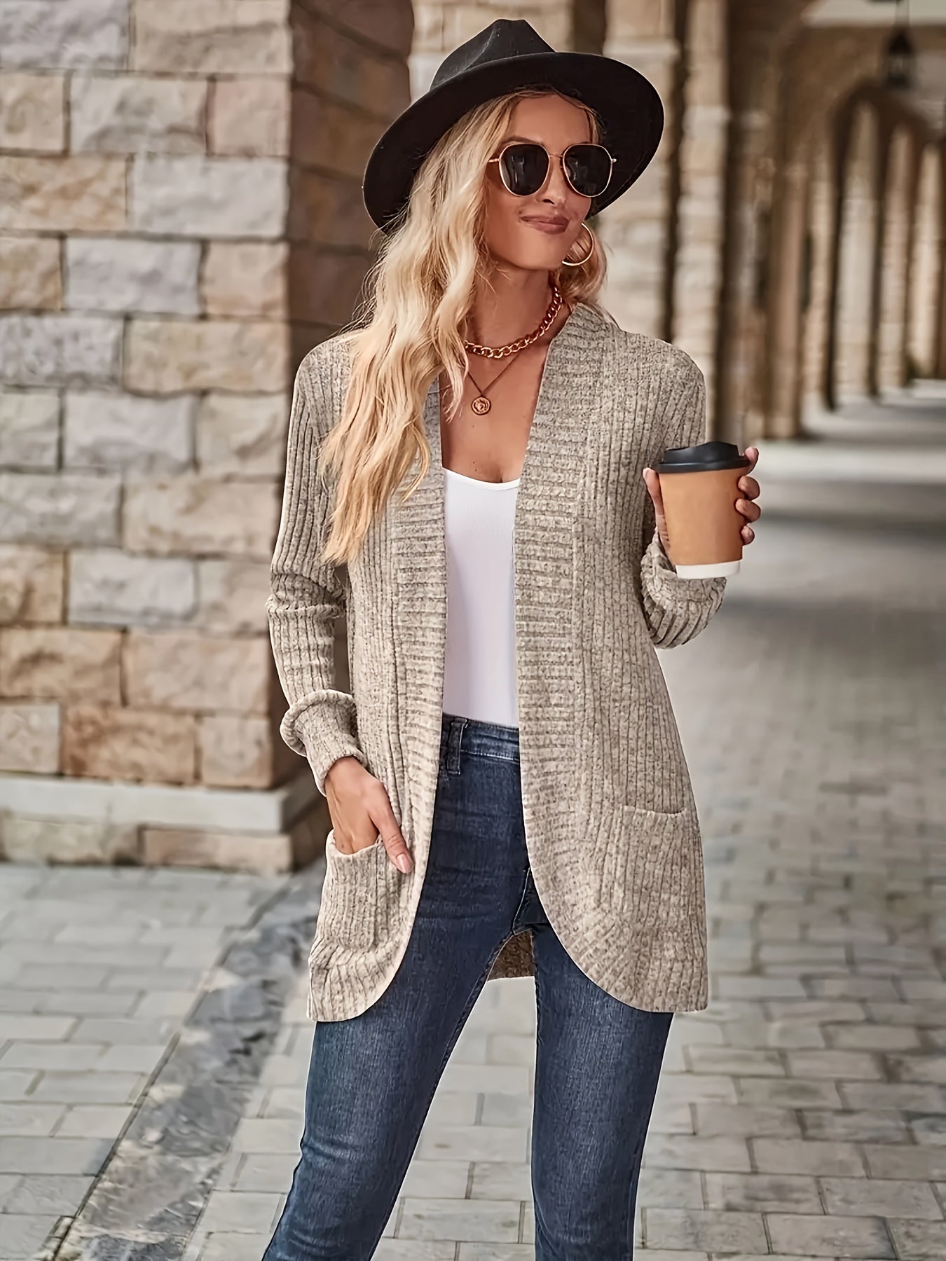 Josephine - Open Front Cardigan with Pockets for Women