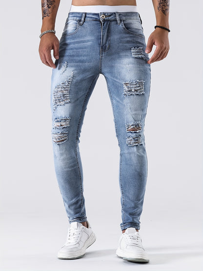 Henry - Slim Fit Ripped Jeans with Street Style and Medium Stretch for Men