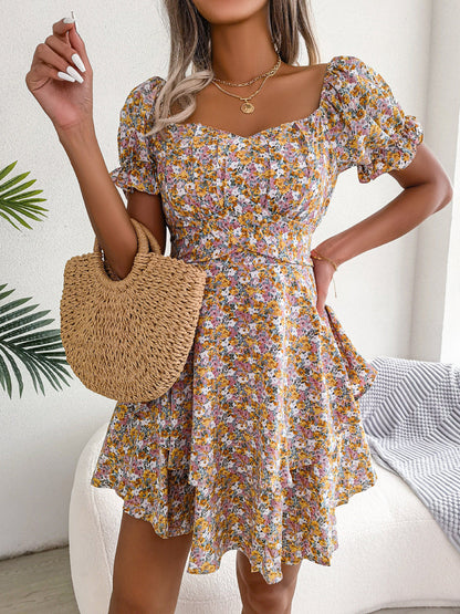 Jade – Floral Print Summer Dress with Ruffles