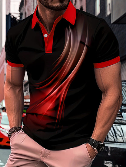 Henry - Polo Shirt with 3D Gradiant Graphic Print for Men