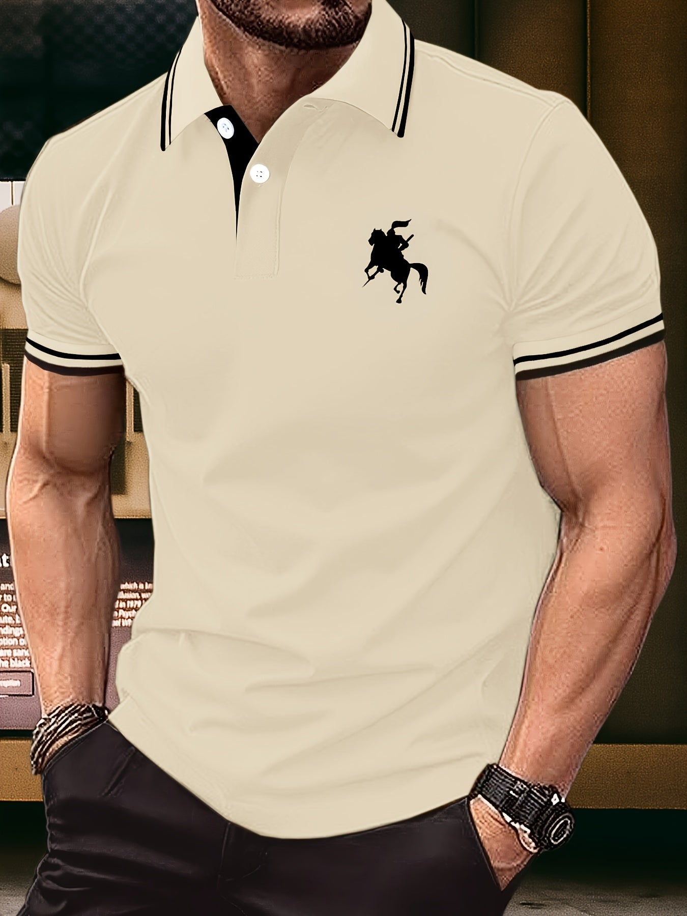 Nicholas - Polo Shirt with Horse Riding Knight Logo for Men