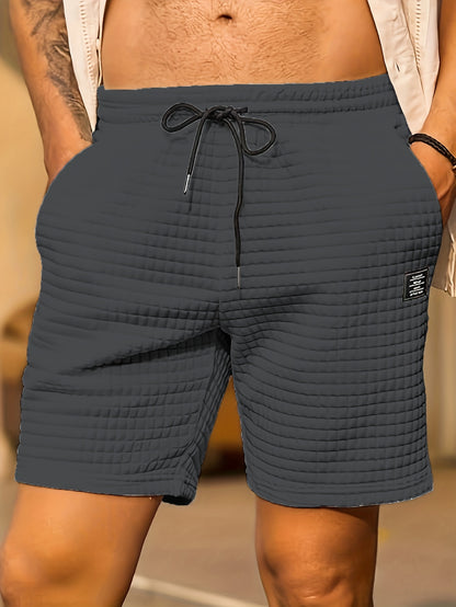 Liam - Waffle Knit Shorts with Drawstring and Pockets for Men