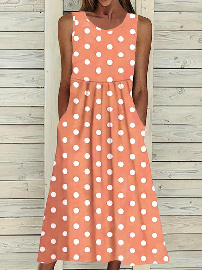 Patricia – Polka Dot Sleeveless Midi Dress