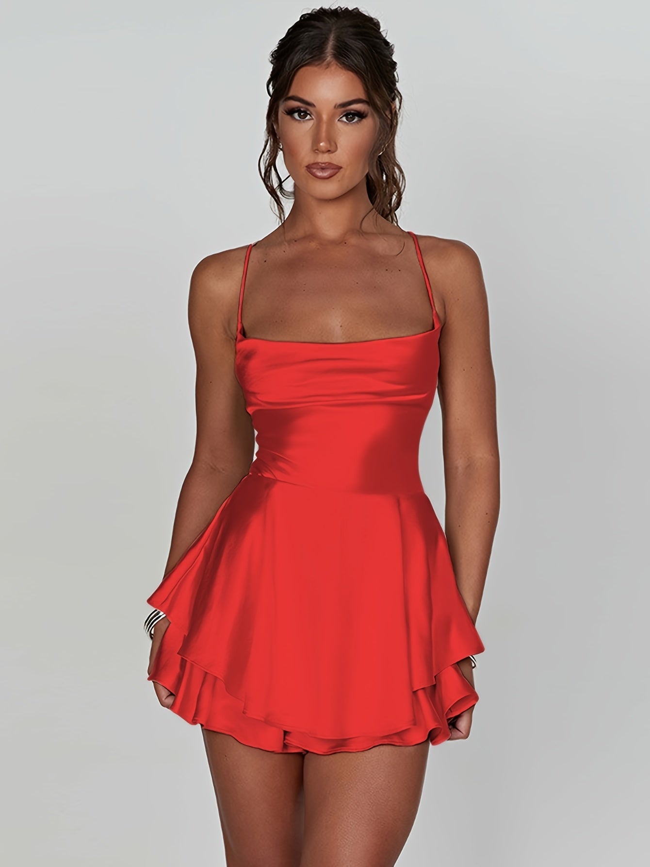 Francesca – Backless Spaghetti Strap Tiered Dress