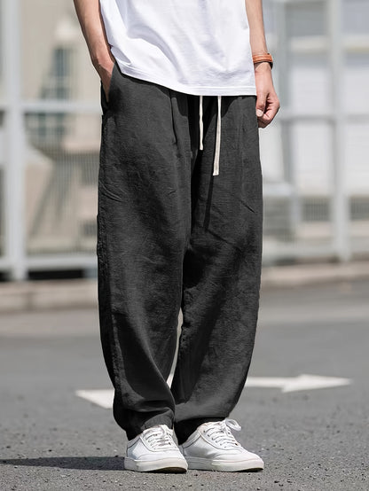 Zachary - Linen Loose Fit Pants with Drawstrings for Men