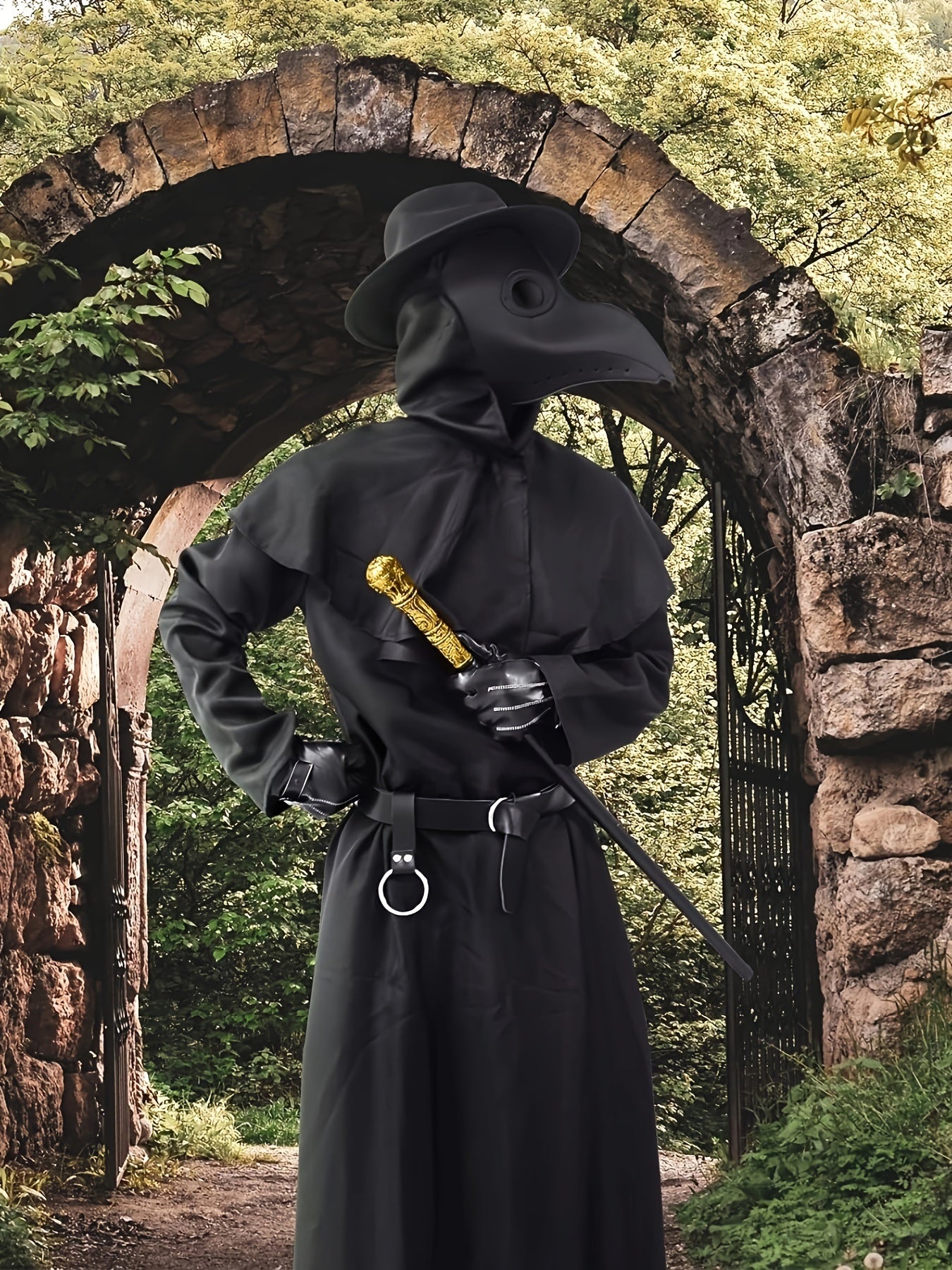 Louis - Plague Doctor Halloween Costume with Bird Beak Mask and Accessories for Men