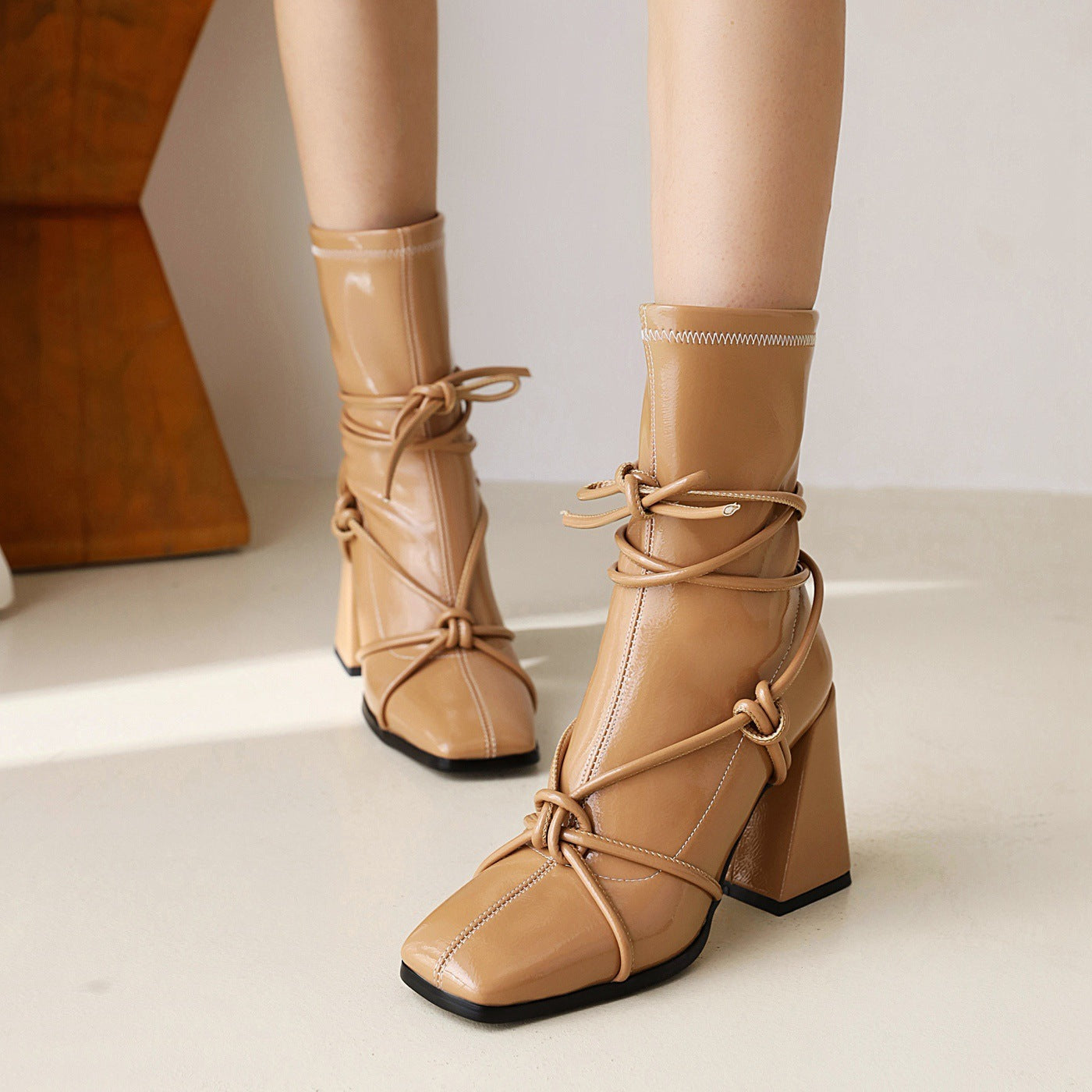 Kathleen – Women's Lace-Up High Heel Ankle Boots