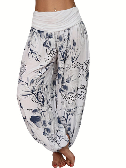 Penelope - Baggy Harem Pants wth Boho Floral Print and High Waisted for Women