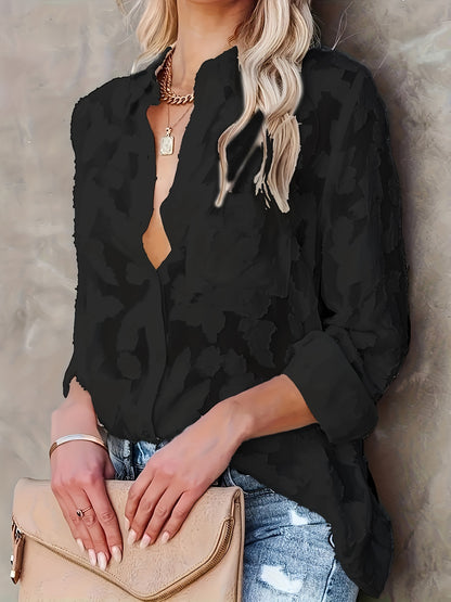 Jasmine – Elegant Sheer Long Sleeve Blouse