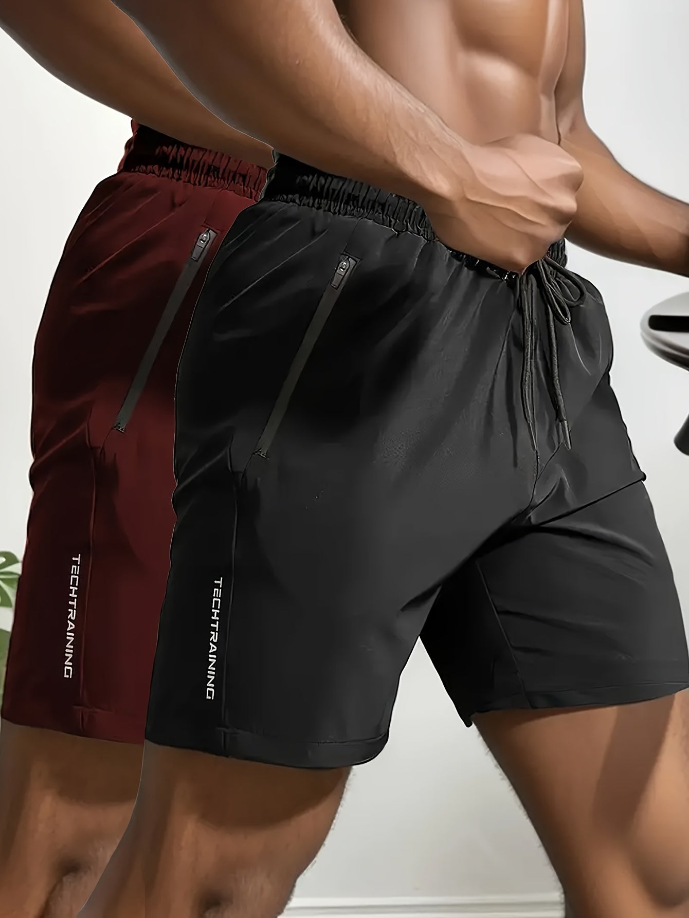 Arthur - 2pcs Active Shorts with Letter Print and Pockets for Men