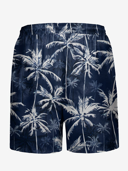 Owen - 3pcs Hawaiian Shorts with Drawstring and Fancy Palm Tree Prints for Men