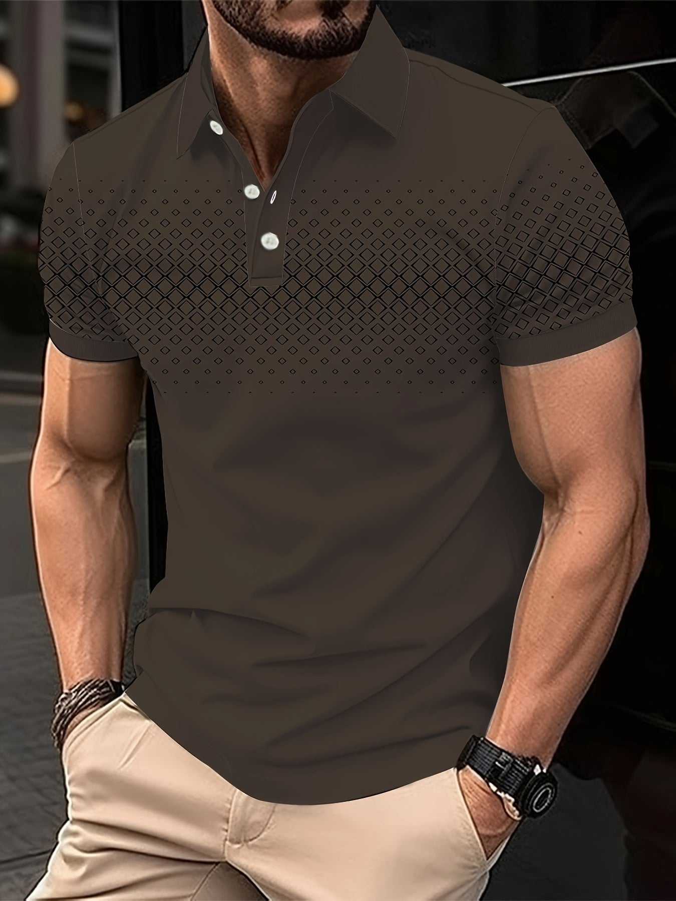 Hugo - Trendy Polo Shirt with Argyle Pattern Print for Men