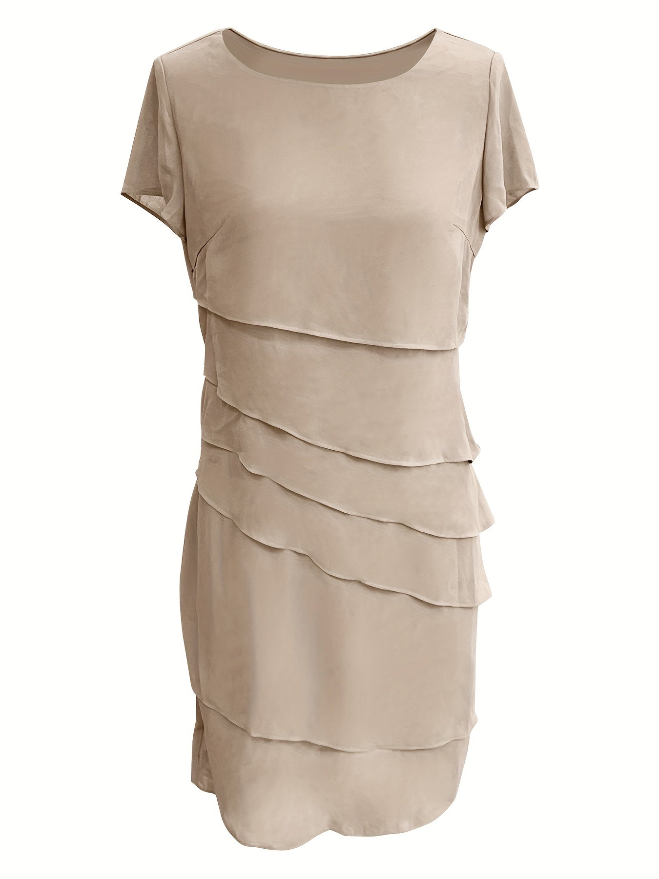 Melissa - Layered Trim Crew Neck Dress for Women