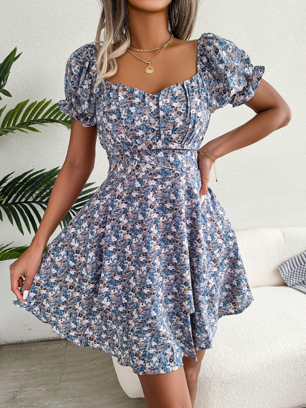 Jade – Floral Print Summer Dress with Ruffles