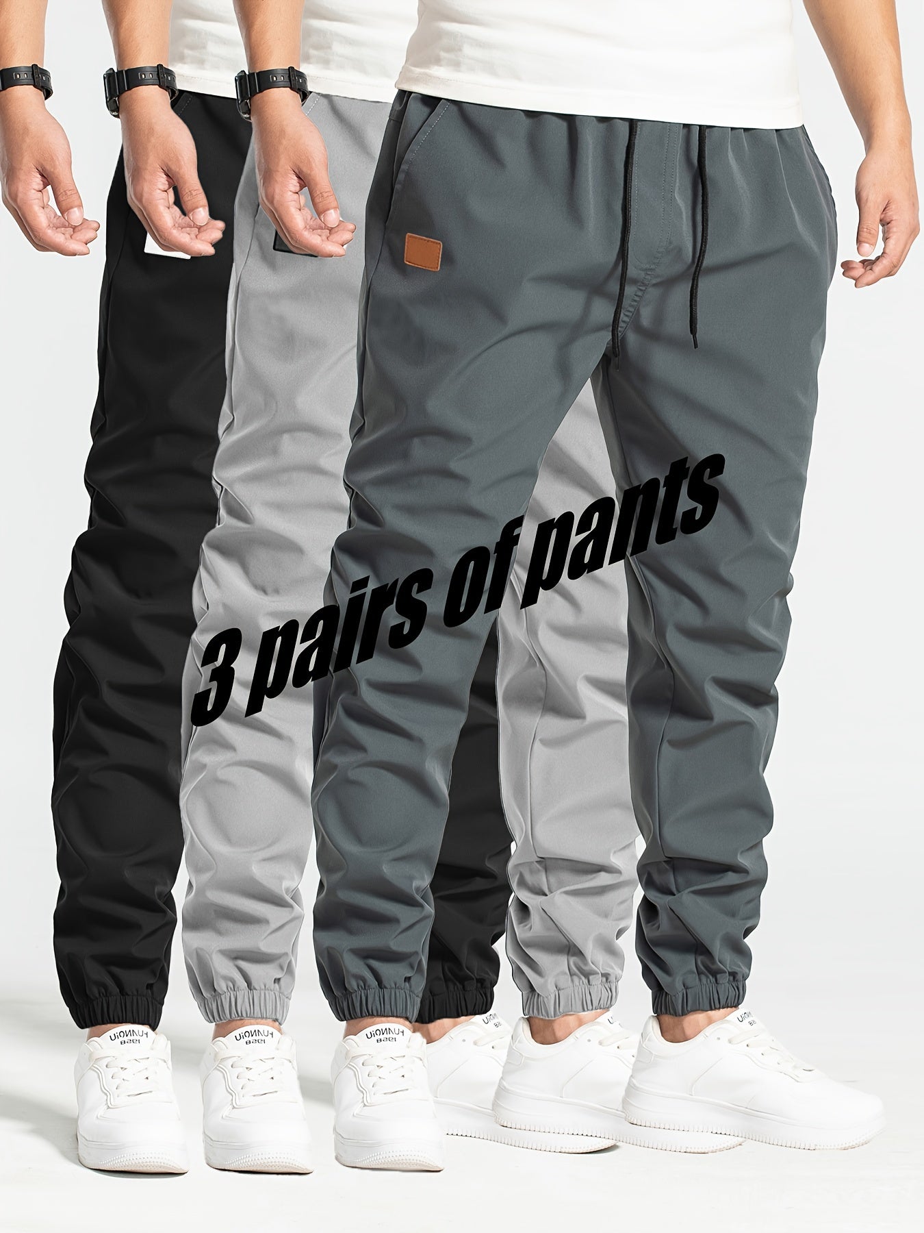 Logan - 3pcs Set Jogger Pants with Drawstring and Pockets for Men