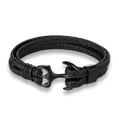 Karlheinz – Leather Bracelet with Nautical Anchor