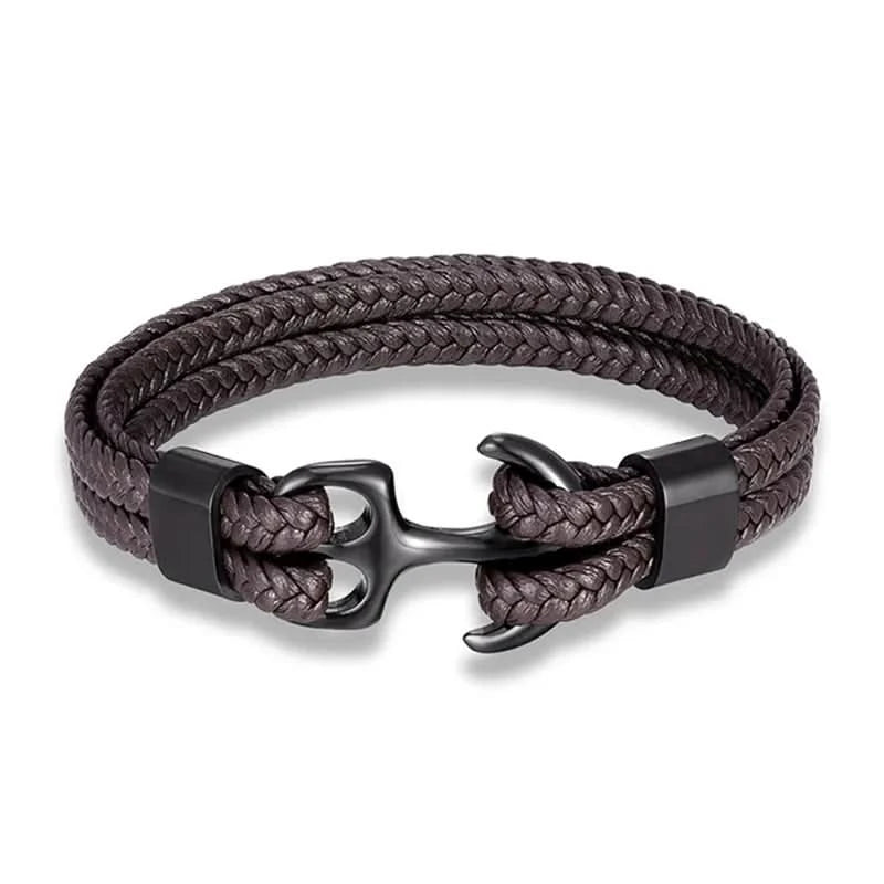 Karlheinz – Leather Bracelet with Nautical Anchor