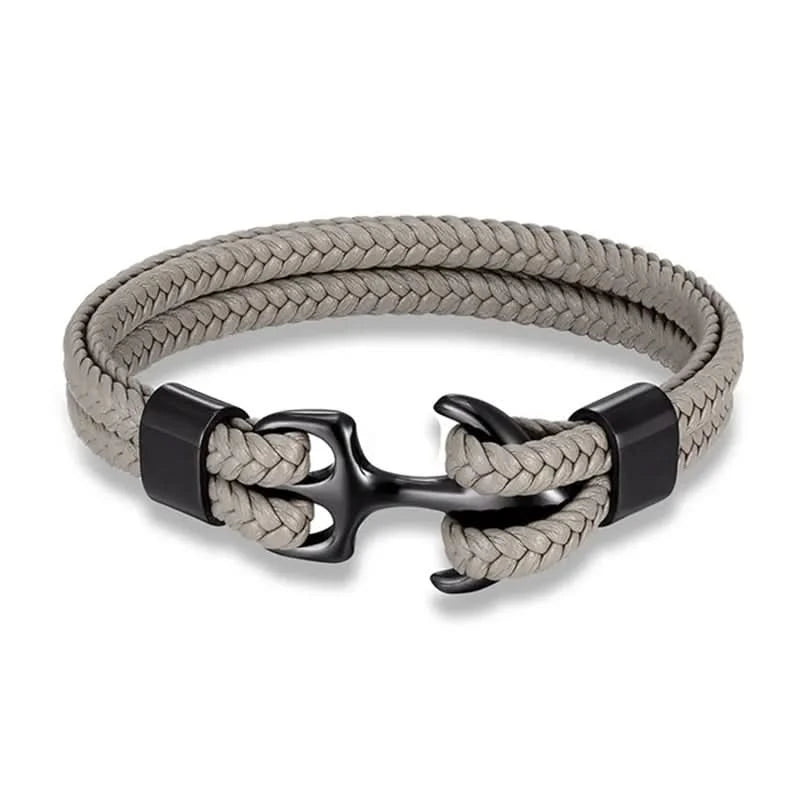 Karlheinz – Leather Bracelet with Nautical Anchor