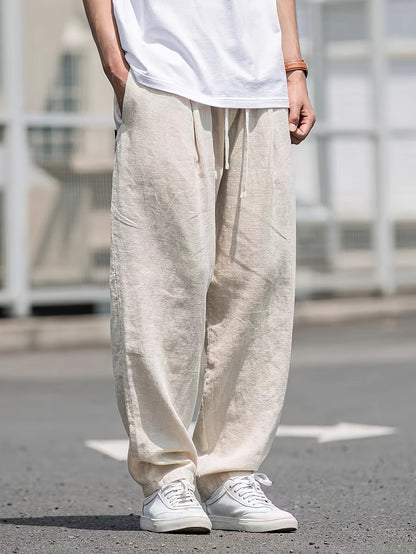 Zachary - Linen Loose Fit Pants with Drawstrings for Men