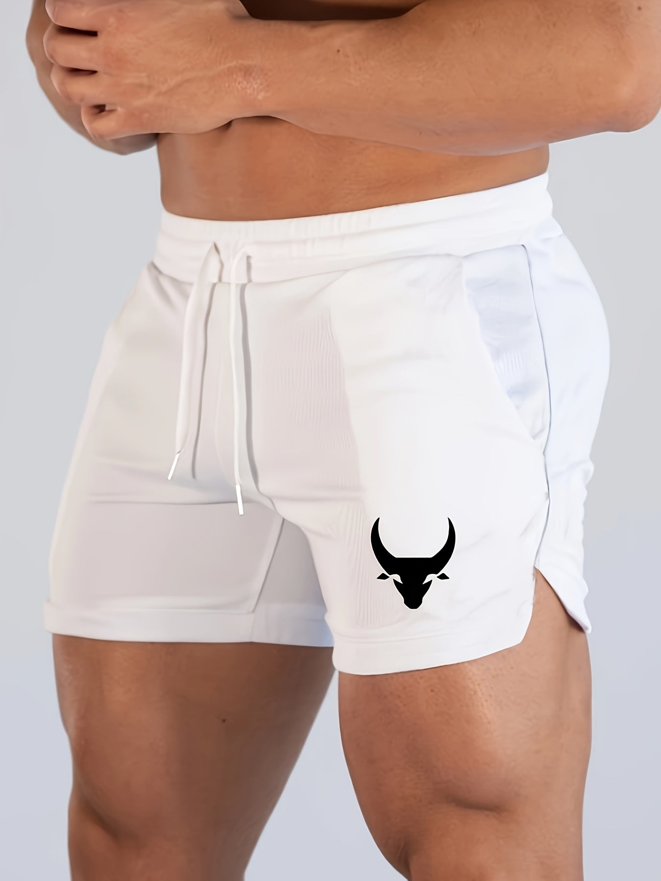 Cooper - Sports Shorts with Bullhead Pattern and Drawstrings for Men