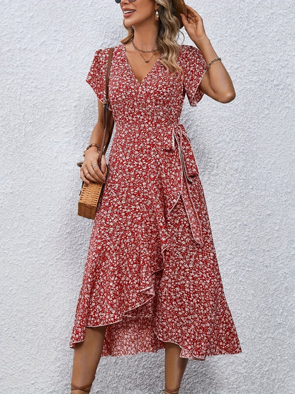 Vanessa - Midi Dress with Ruffle Hem and Floral Print for Women