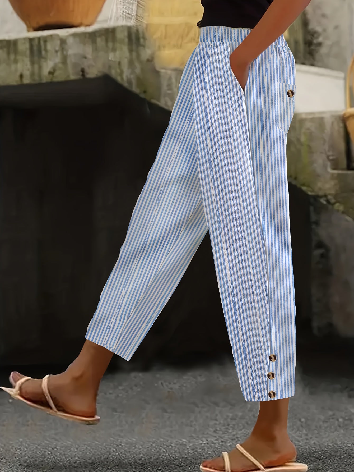 Giselle - Elegant Striped Straight-Leg Pants for Women