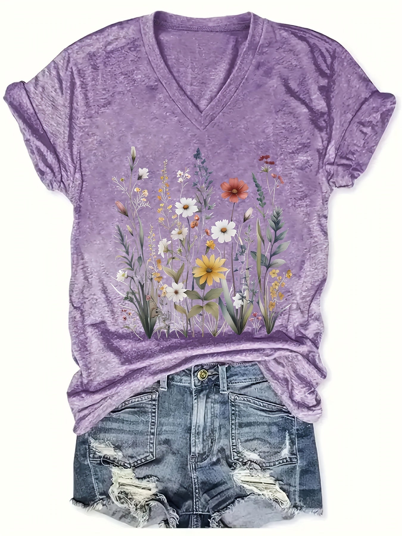 Hannah – Floral V Neck T-shirt for Spring & Summer