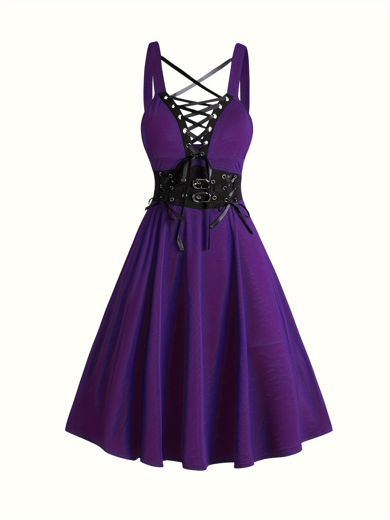 Brielle - Sleeveless Corset Dress with Flared Crisscross Straps for Women