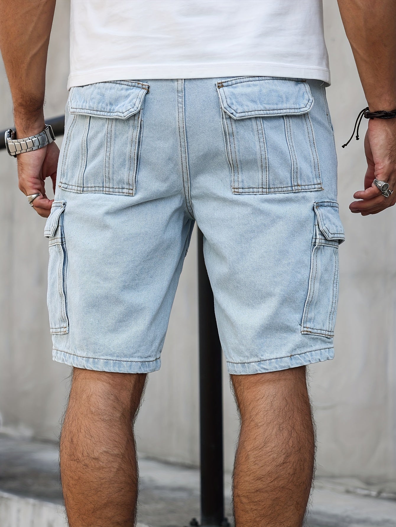 Fernando - Casual Loose Fit Denim Shorts with Knee-Length Jorts and Pockets for Men