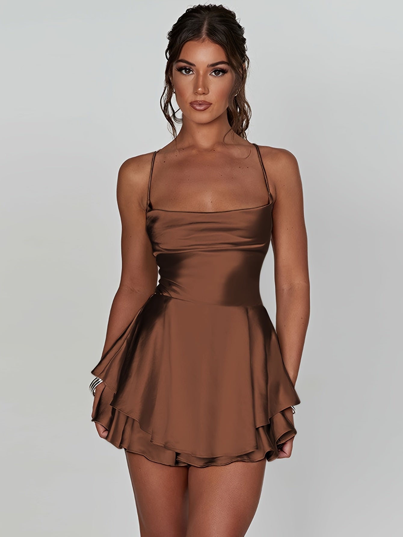 Francesca – Backless Spaghetti Strap Tiered Dress