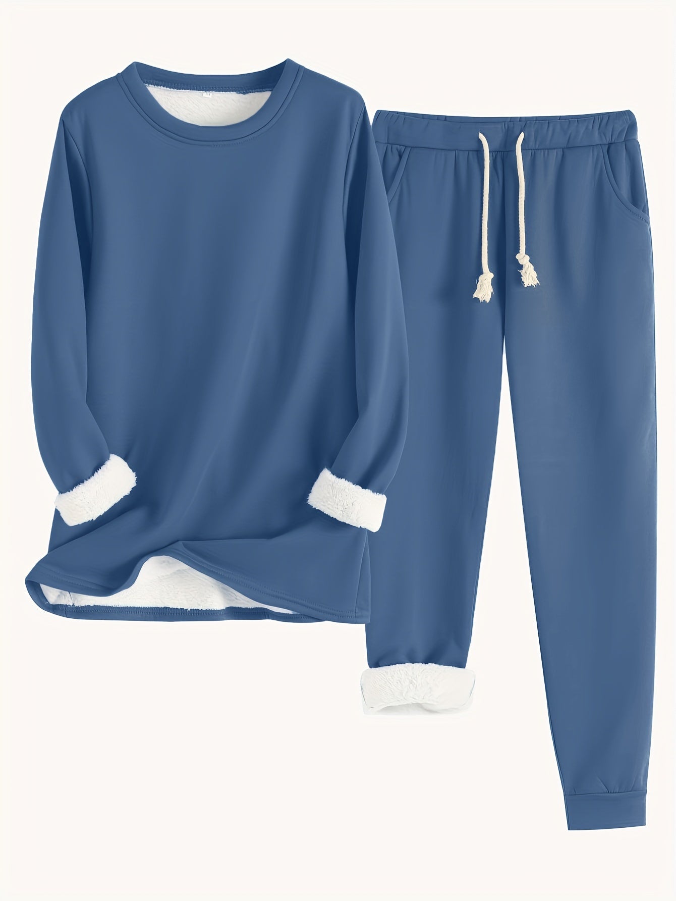 Arden-Crew Neck Long Sleeve Sweatshirt & Drawstring Pants Outfit for Women