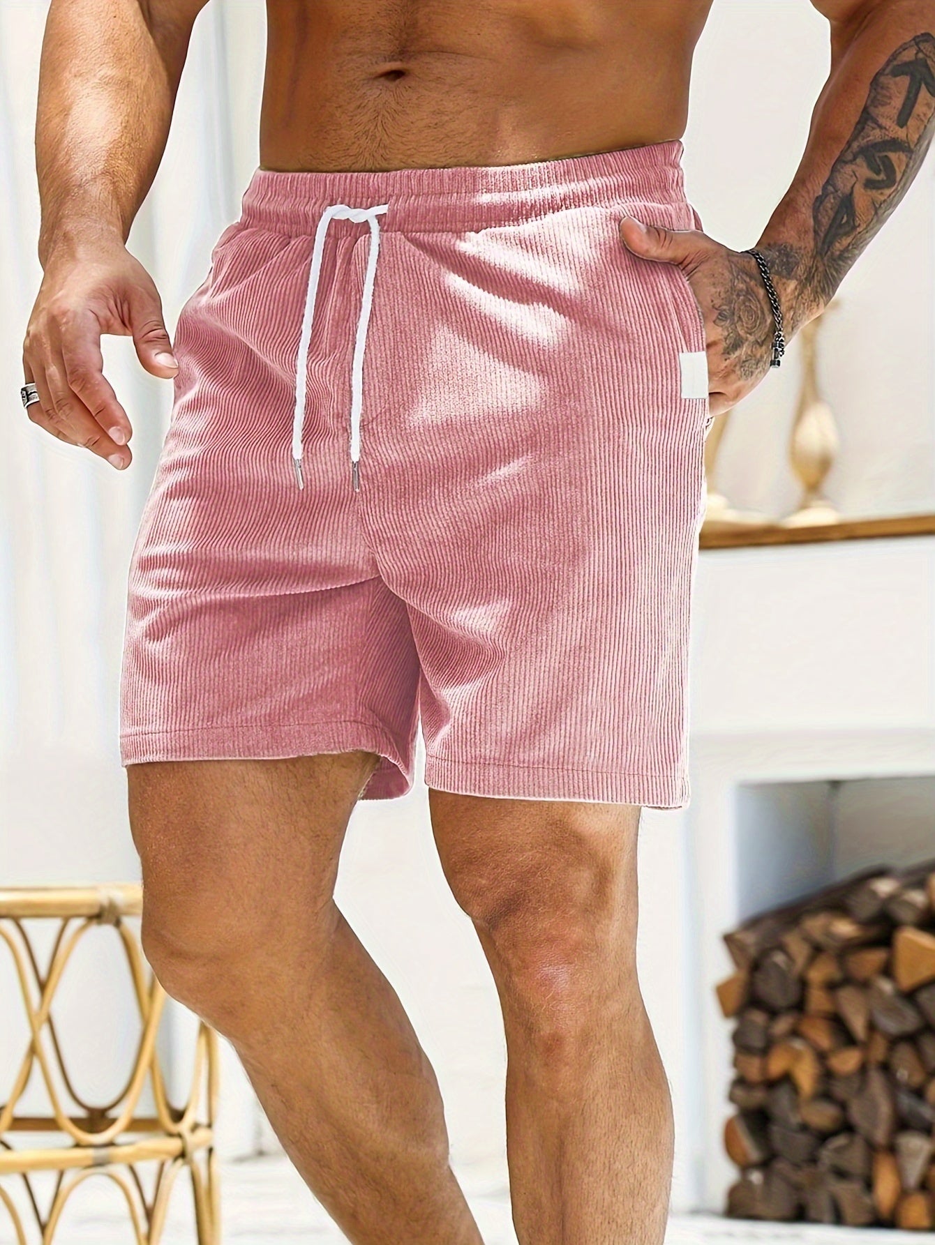 Graham - Stripe Pattern Casual Shorts With Drawstring and Pockets for Men