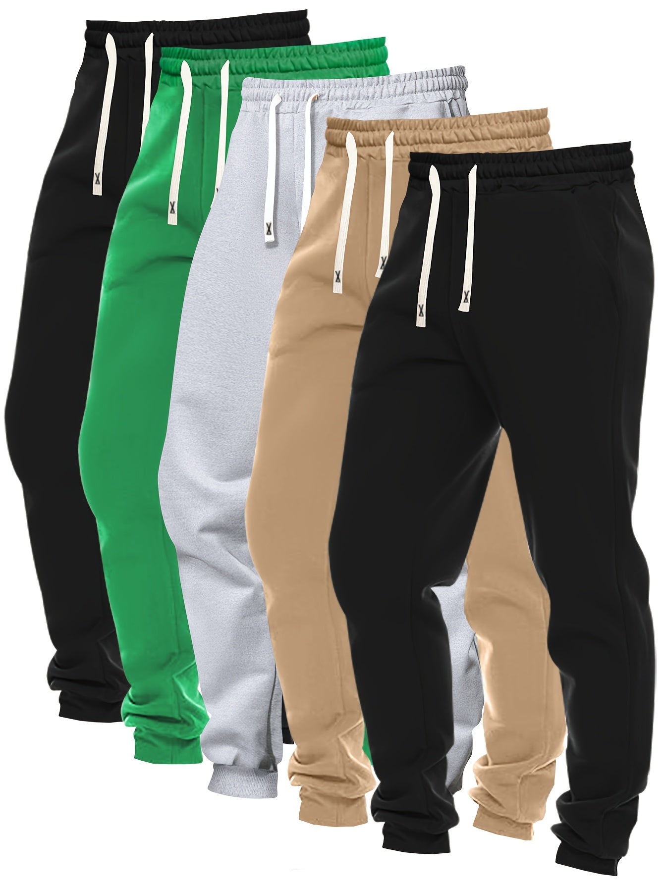 Dennis - 5pcs Set Solid Color Jogging Pants with Regular Fit and Pockets for Men