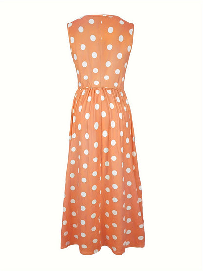 Patricia – Polka Dot Sleeveless Midi Dress