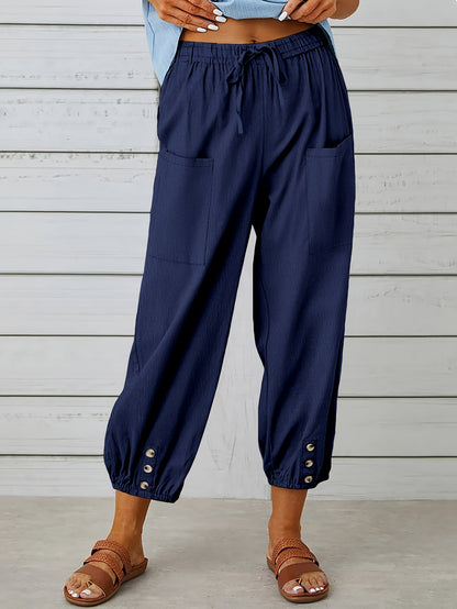 Faith - Wide Leg Capri Pants with Loose fit and Drawstring Waist for Women