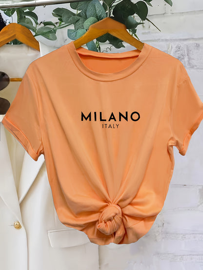 Mia - Casual T-shirt with Milano Letter Print for Women