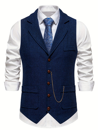 Clarence - Retro Herringbone Single Breasted Waistcoat for Men