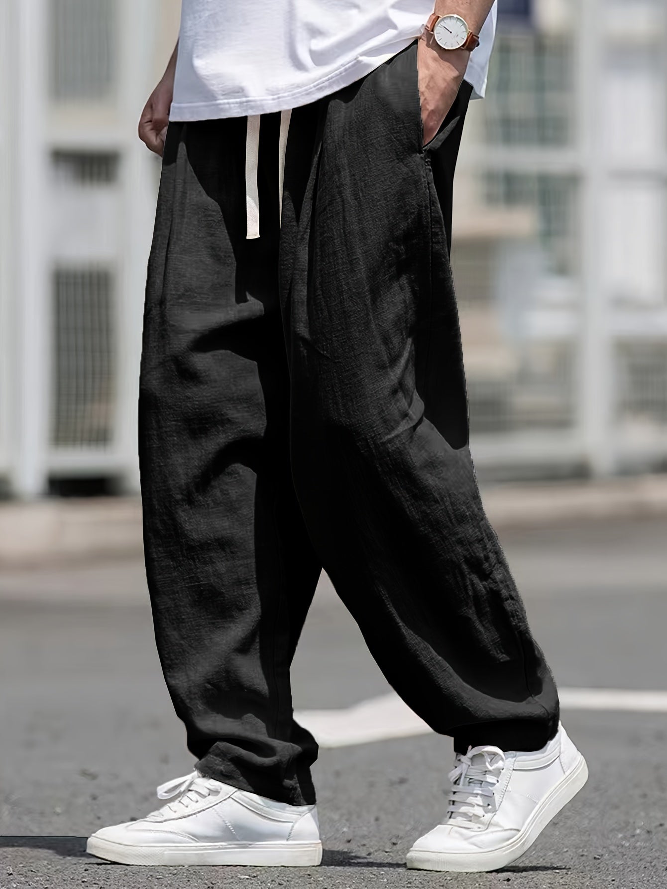 Zachary - Linen Loose Fit Pants with Drawstrings for Men