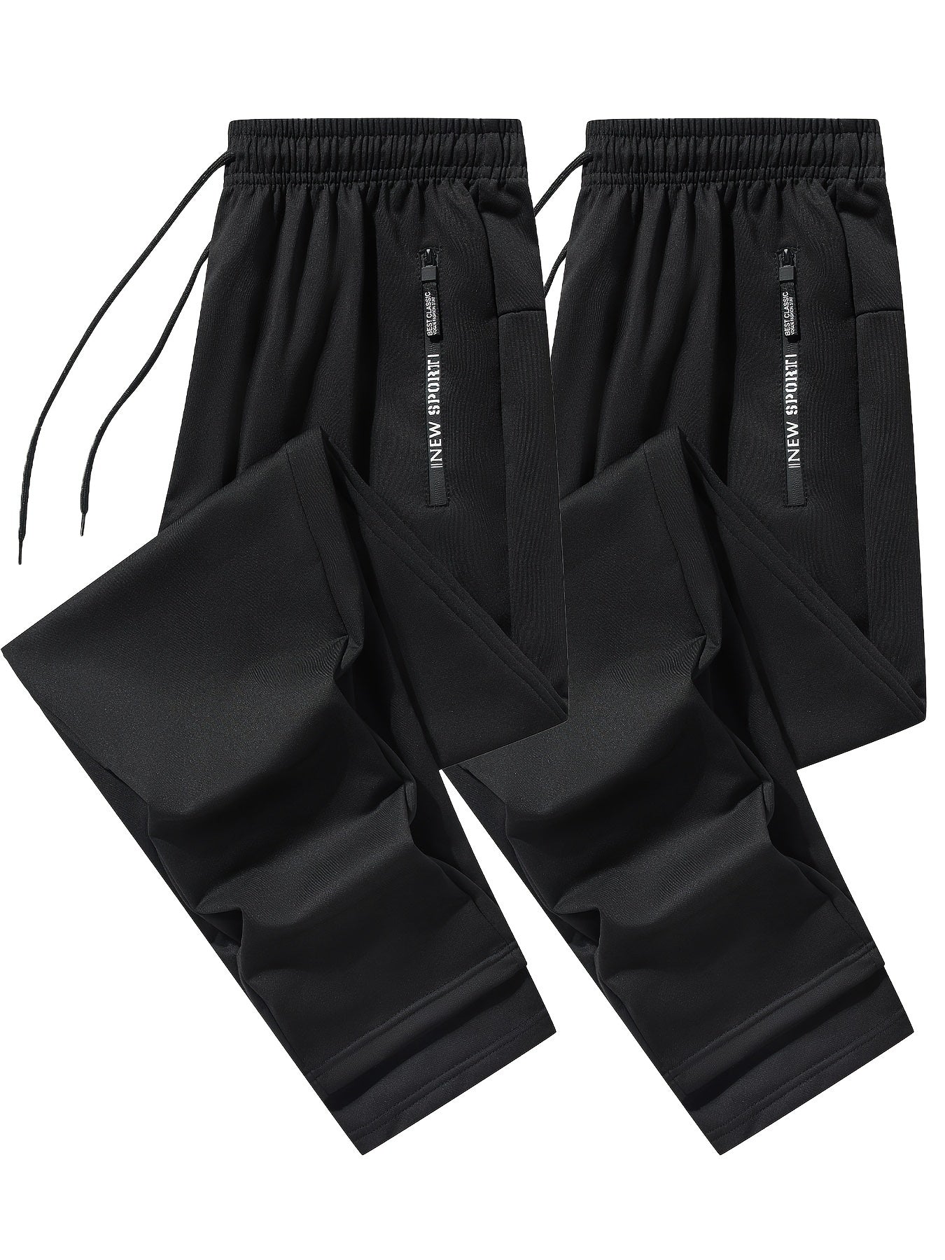 Isaac - 2pcs Set Regular Fit Cuffed Sweatpants with Zippered Pockets and Drawstring for Men