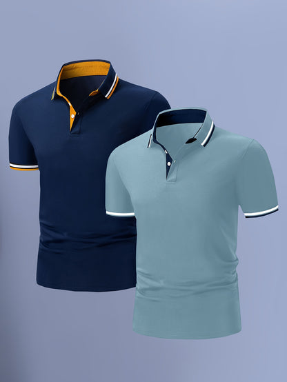 James - 2pcs Polo Shirts with Contrast Collar for Men