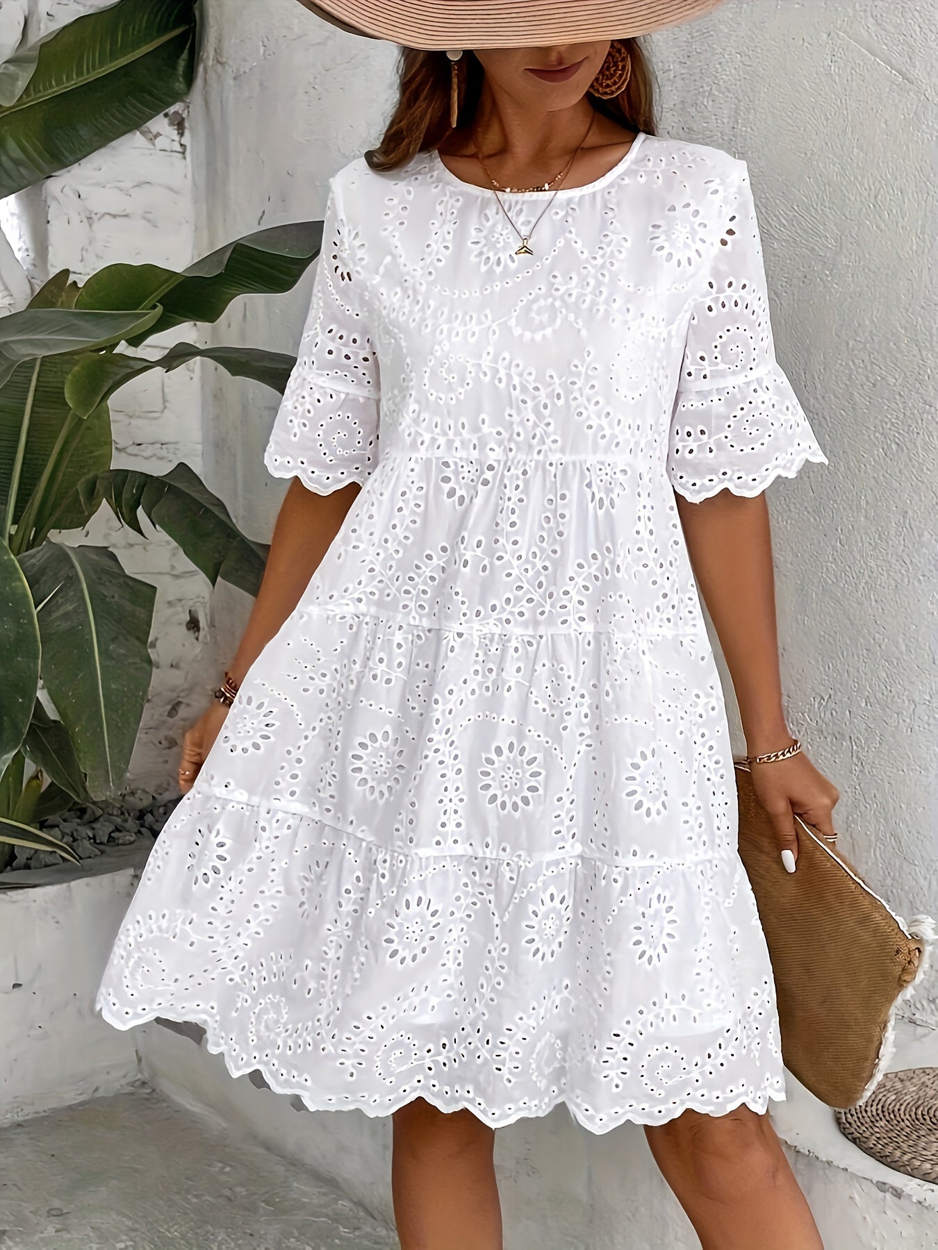 Hayley – Women's Eyelet Embroidered A-line Dress