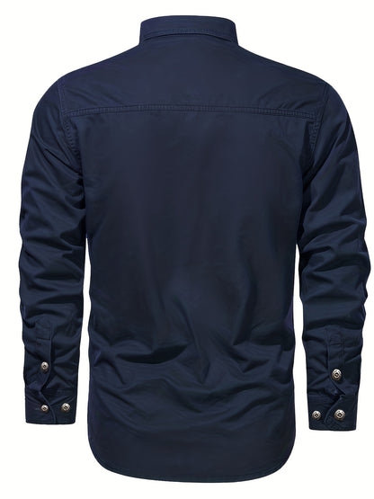 Michael - Long Sleeve Cargo Shirts with Button Up and Chest Pockets for Men