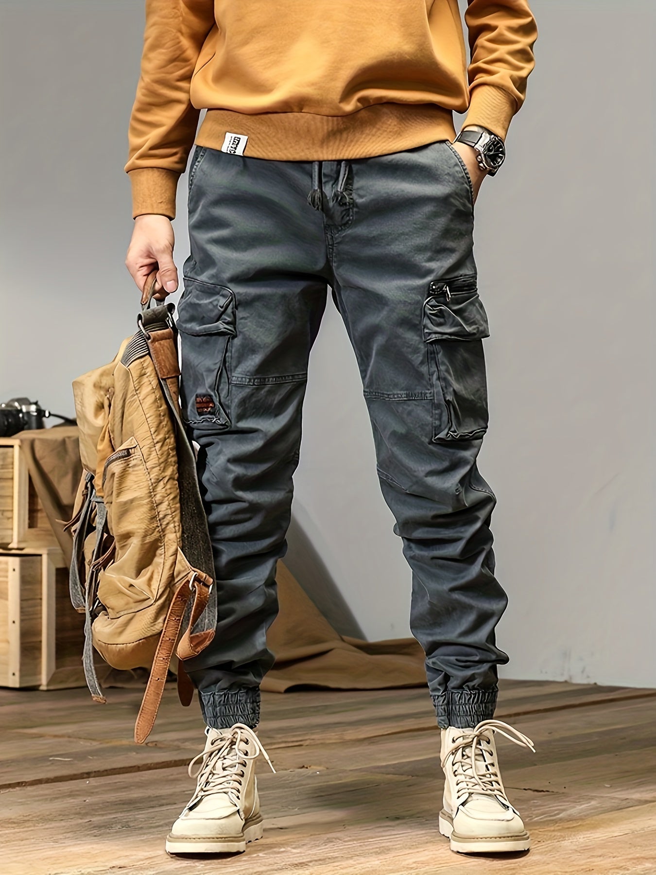 Theodore - Trendy Solid Cargo Cotton Pant with Multi Flap Pockets for Men