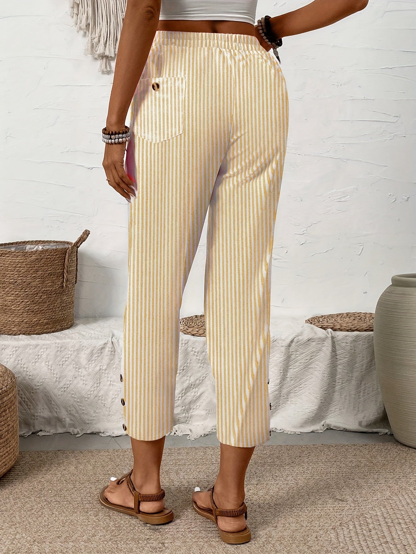 Giselle - Elegant Striped Straight-Leg Pants for Women