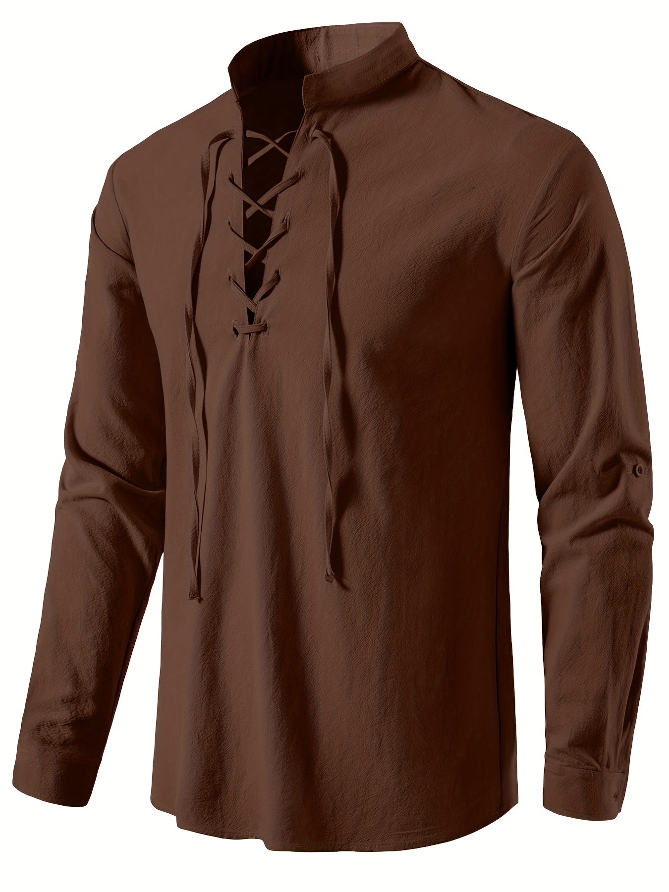 Samuel - Long Sleeve Retro Shirt with Medieval Renaissance Pirate Style and Lace Up for Men