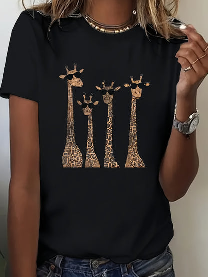 Abigail - Casual T-Shirt with Giraffe Print for Women