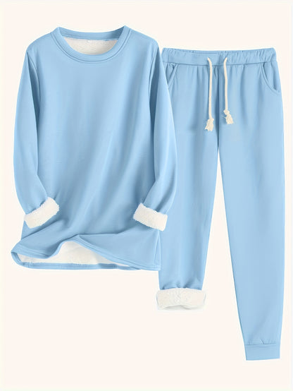 Arden-Crew Neck Long Sleeve Sweatshirt & Drawstring Pants Outfit for Women