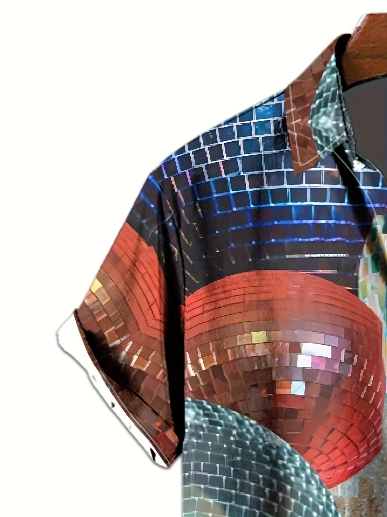 Brandon - Casual Button-Down Shirt with 3D Disco Ball Print for Men