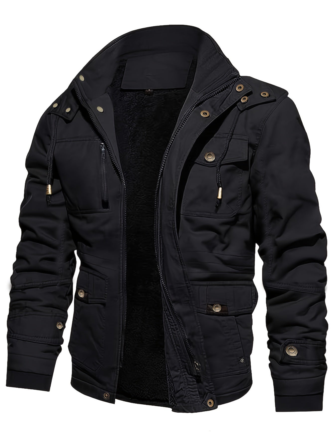 Tom – Men's Warm Fleece-Lined Cargo Jacket with Multi Pockets