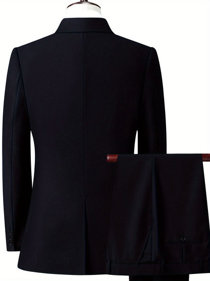 Thomas - Business Suit with Notch Lapel Collar Two Button Blazer and Regular Fit Suit Pants for Men